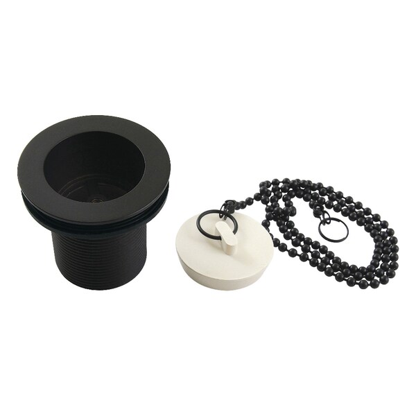 112 Chain and Stopper Tub Drain with 2 Body Thread, Matte Black